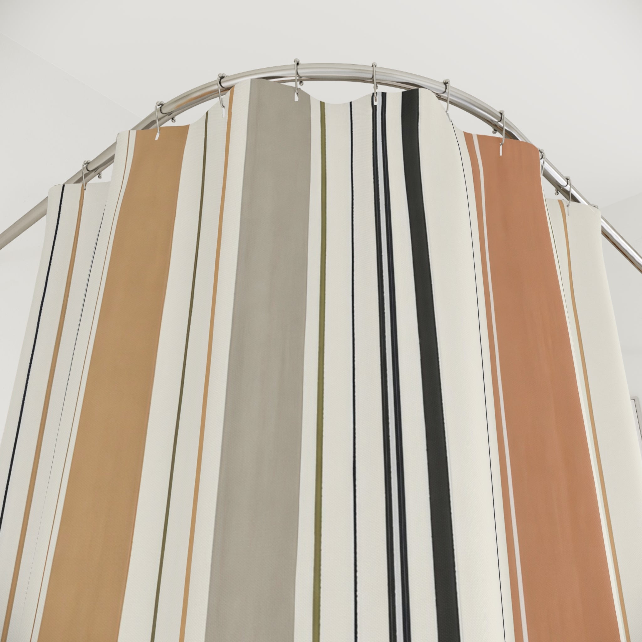 Sage Blush Rust Watercolor Stripe Shower Curtain