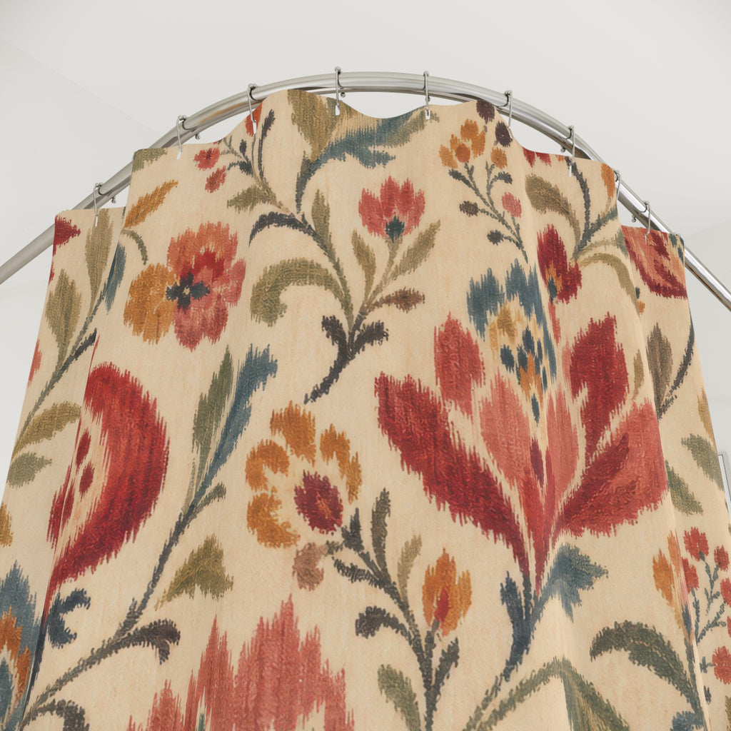 Boho Floral Pomegranate Shower Curtain