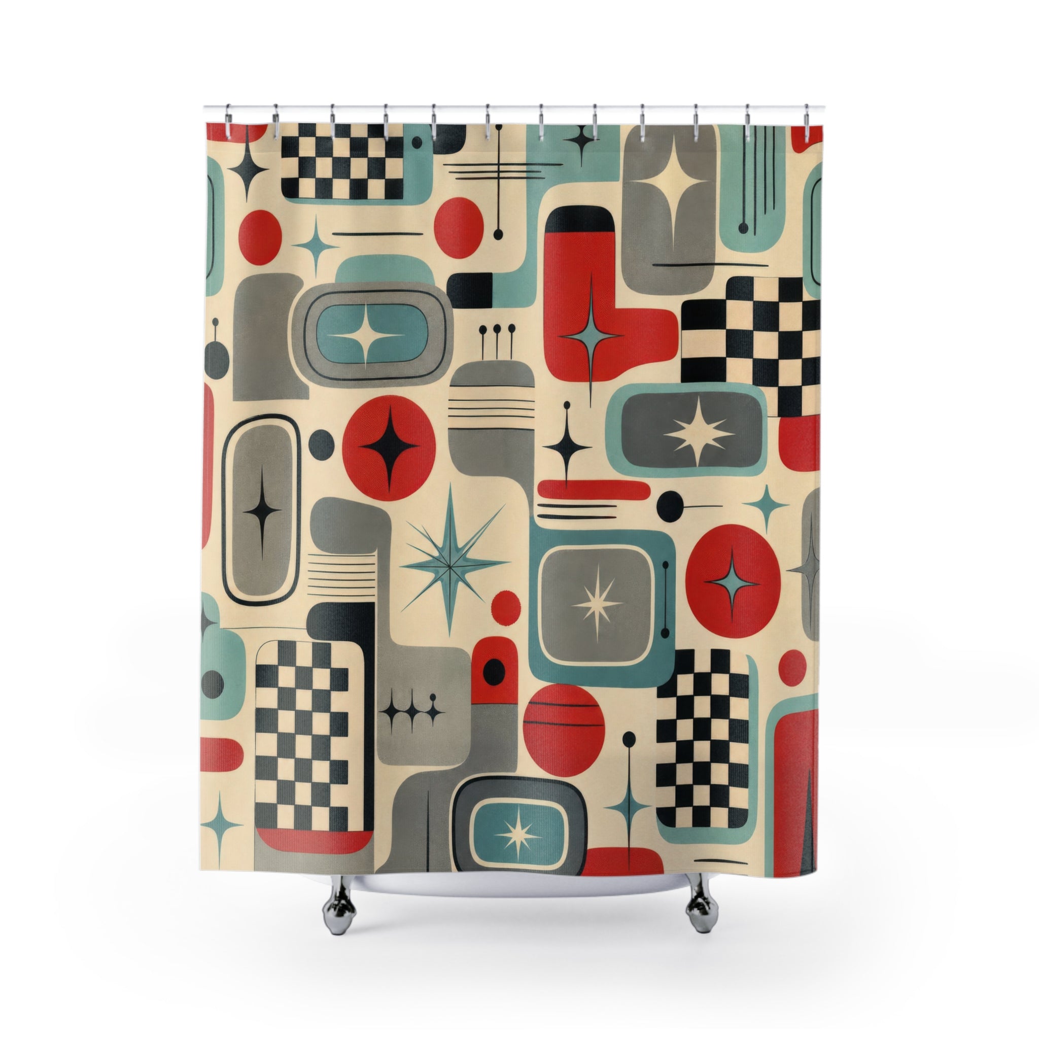 Retro Diner Geometric Shower Curtain