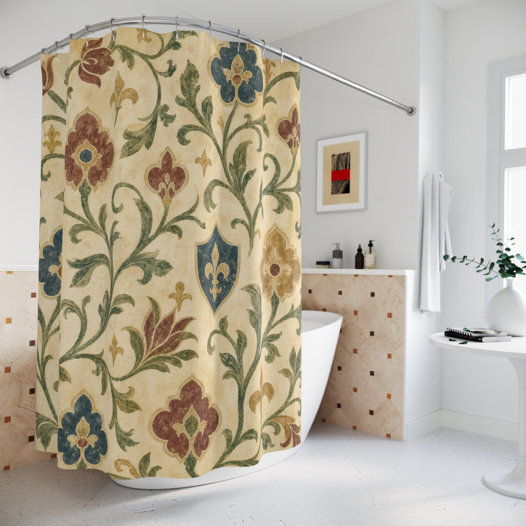 Medieval Botanical Vintage Floral Shower Curtain