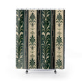 Emerald Art Deco Damask Stripe Shower Curtain