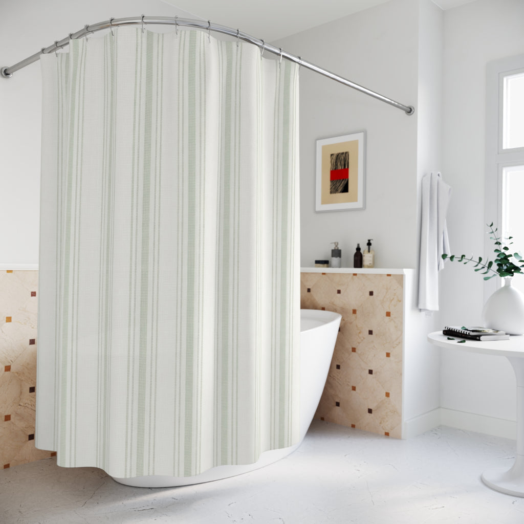 Seafoam Green Stripe Shower Curtain