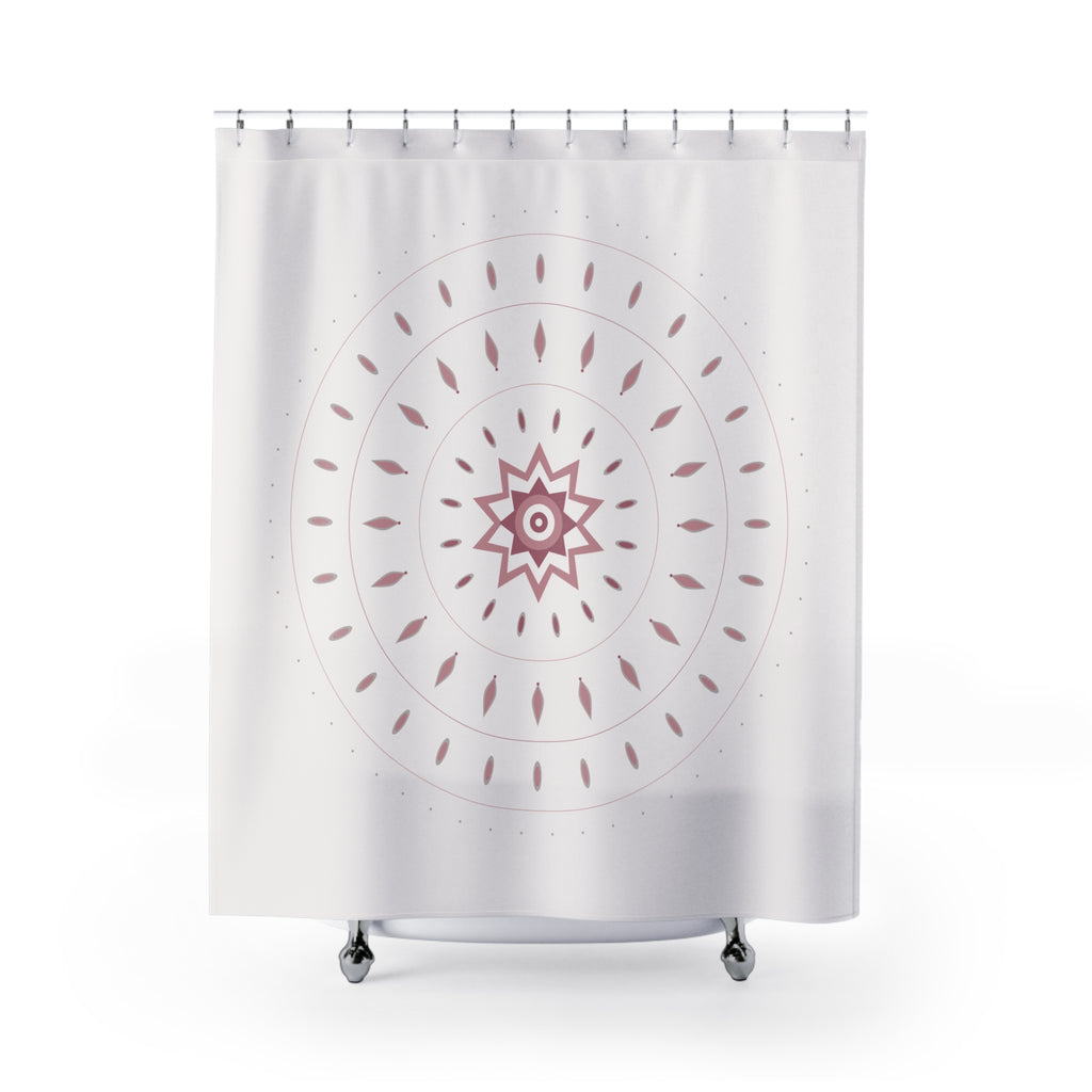 Rose Pink Mandala Shower Curtain – Blush & Grey