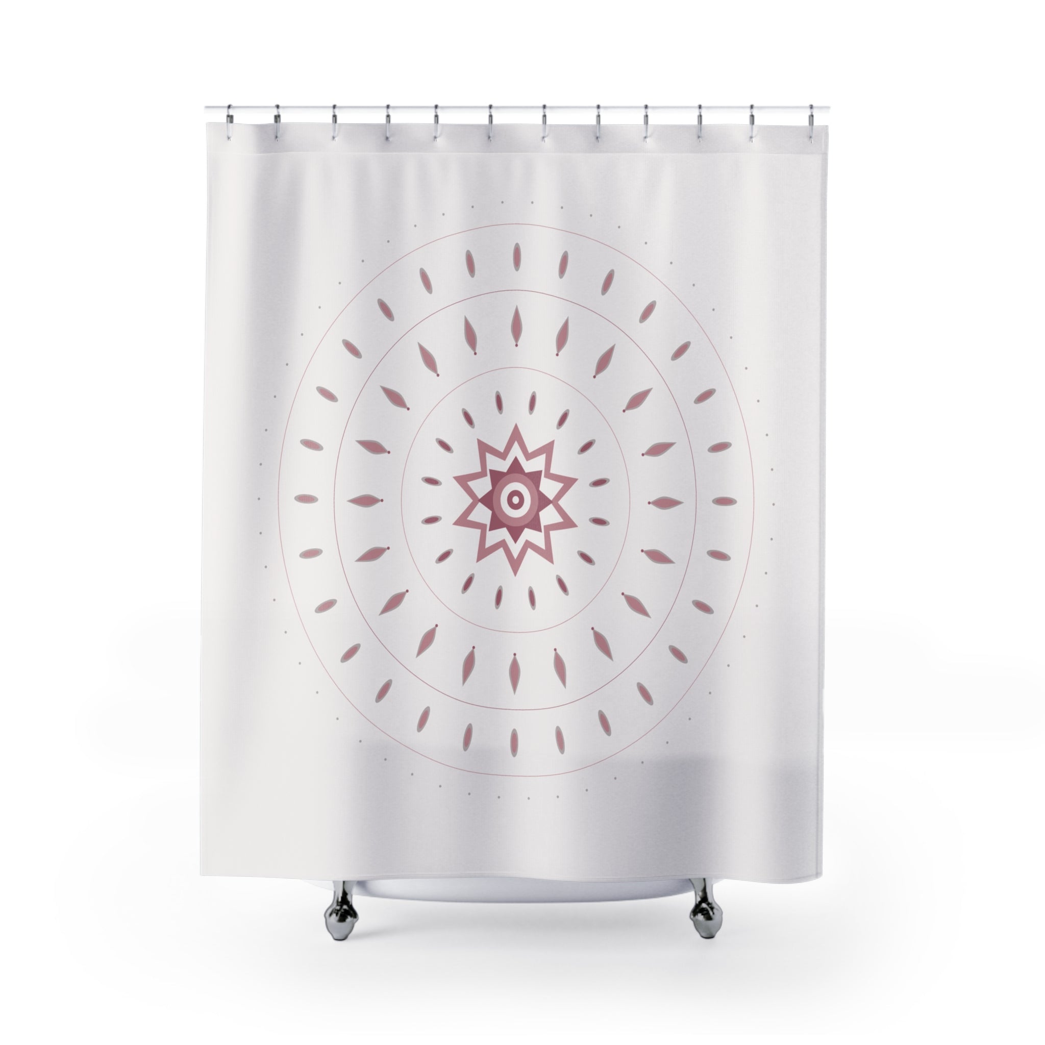Rose Pink Mandala Shower Curtain – Blush & Grey
