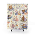 Kids Teddy Bear Shower Curtain, Sleepy Cloud Moon Pattern, Pastel Nursery Bathroom Decor, Bedtime Nursery Wall Decor Guest Bath Wall Gift