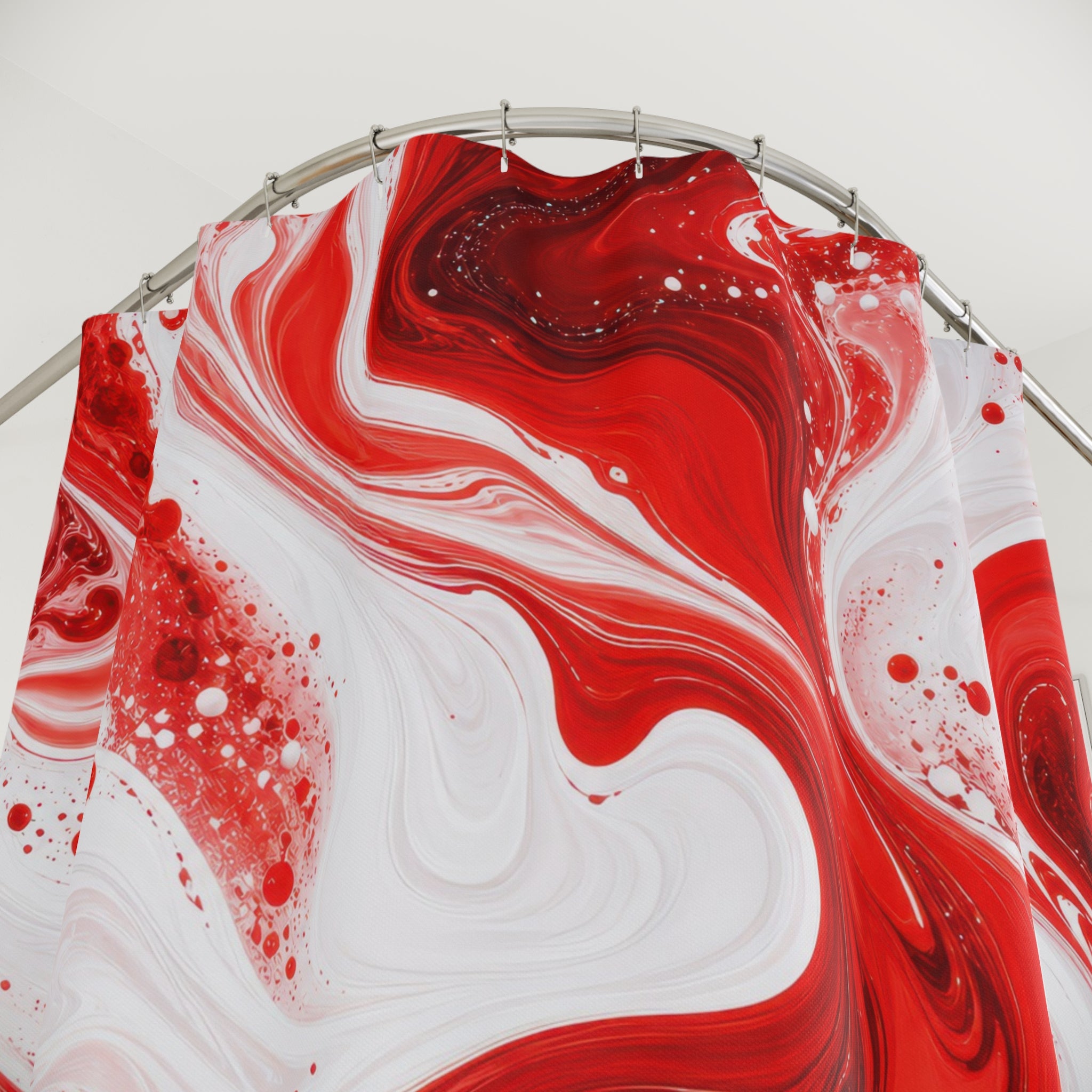 Red White Swirl Shower Curtain