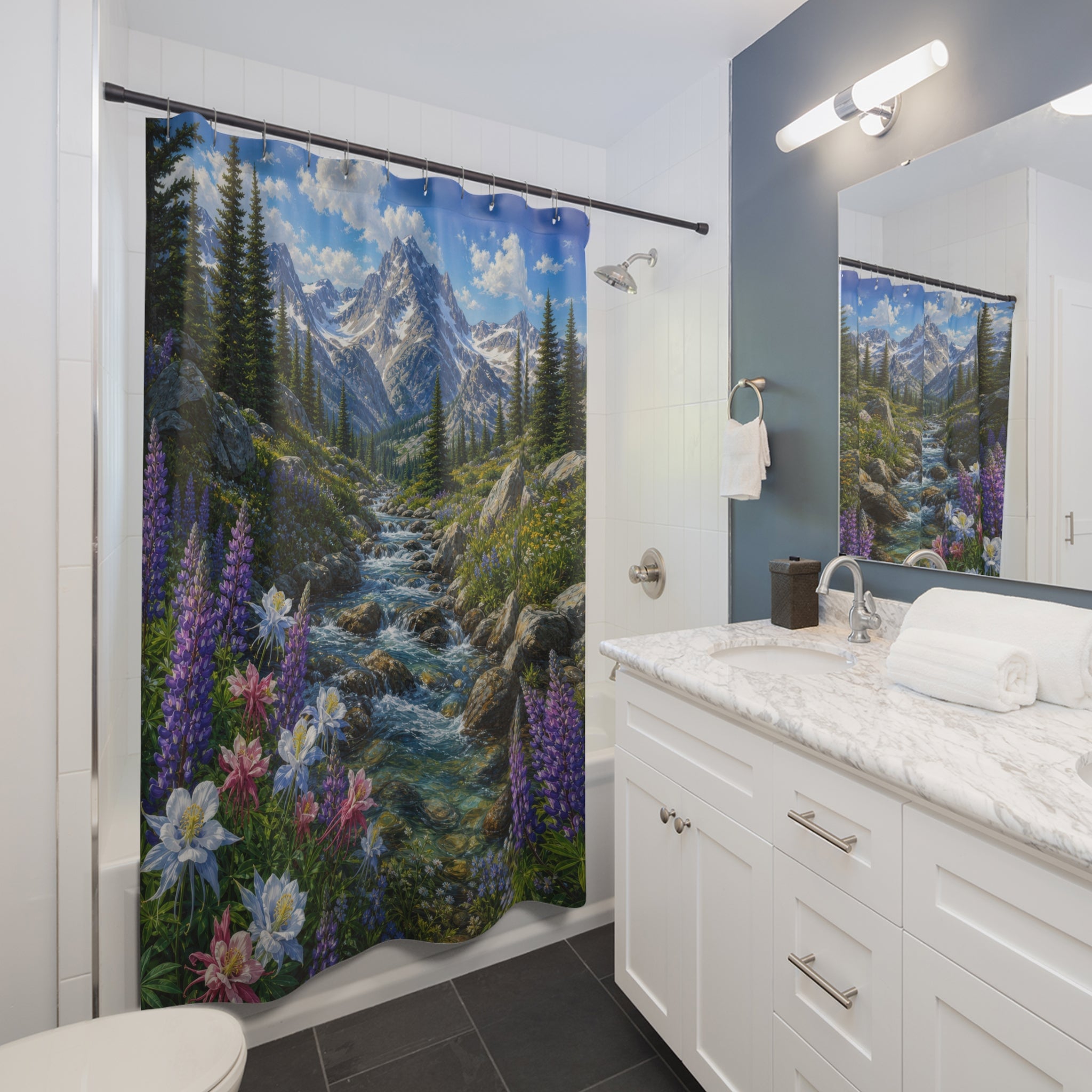Rocky Mountain Wild Creek Shower Curtain