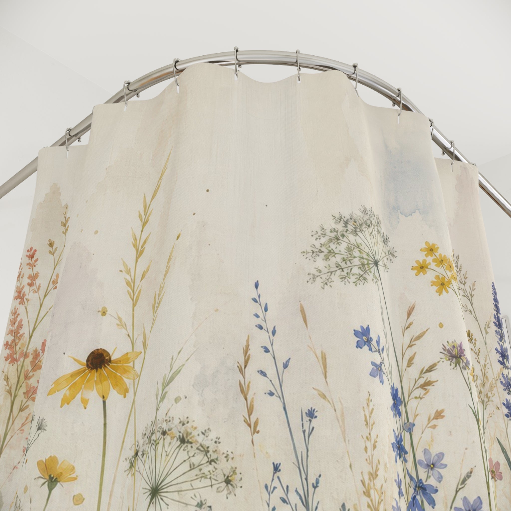 Meadow Flower Watercolor Shower Curtain