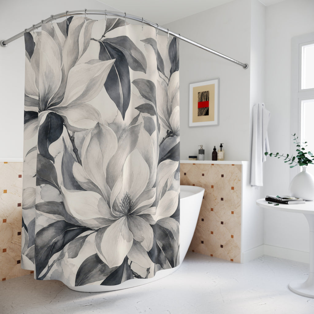 White Magnolia Botanical Shower Curtain