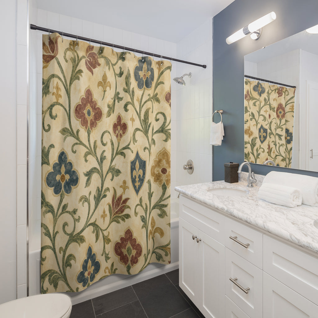Medieval Botanical Vintage Floral Shower Curtain