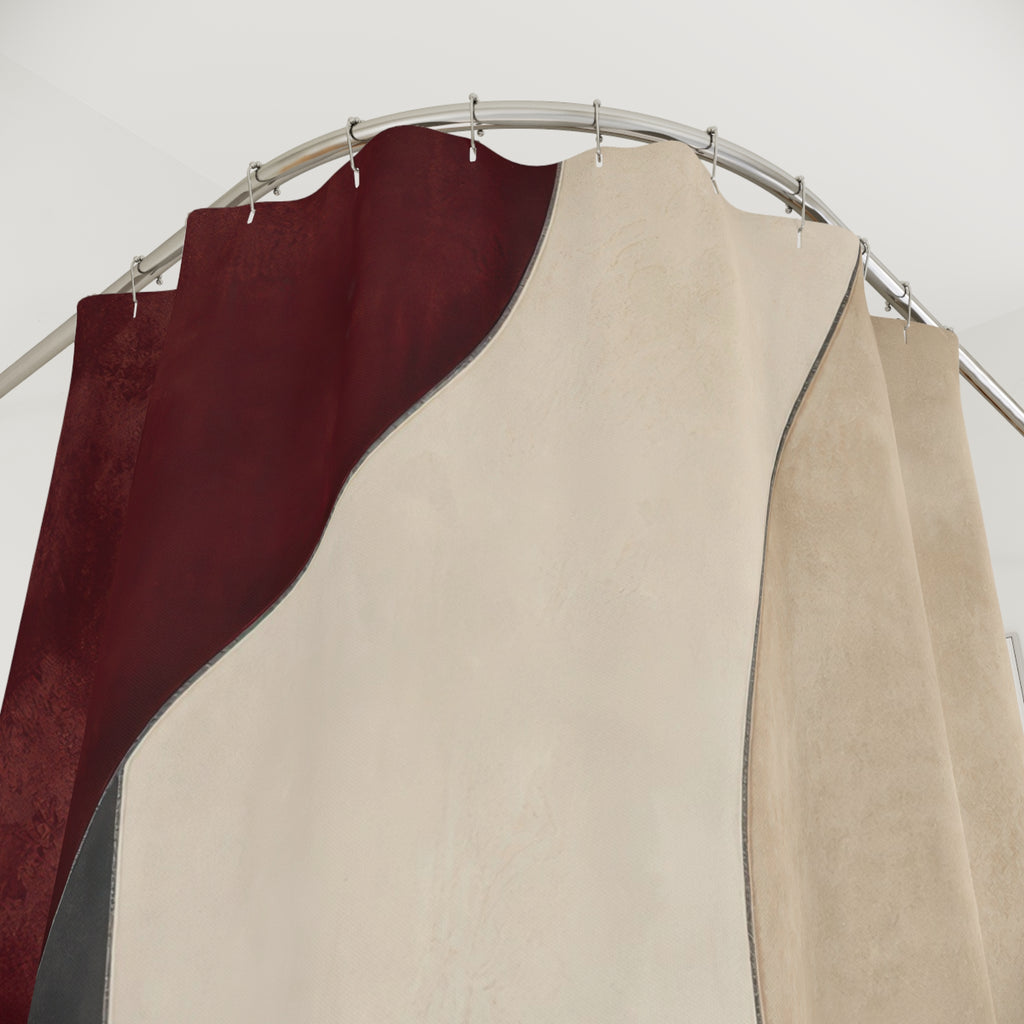 Burgundy Abstract Red and White Shower Curtain