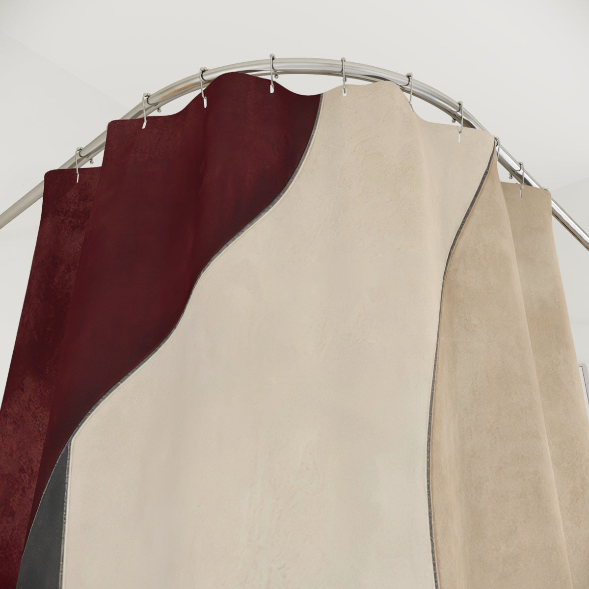 Burgundy Abstract Red and White Shower Curtain