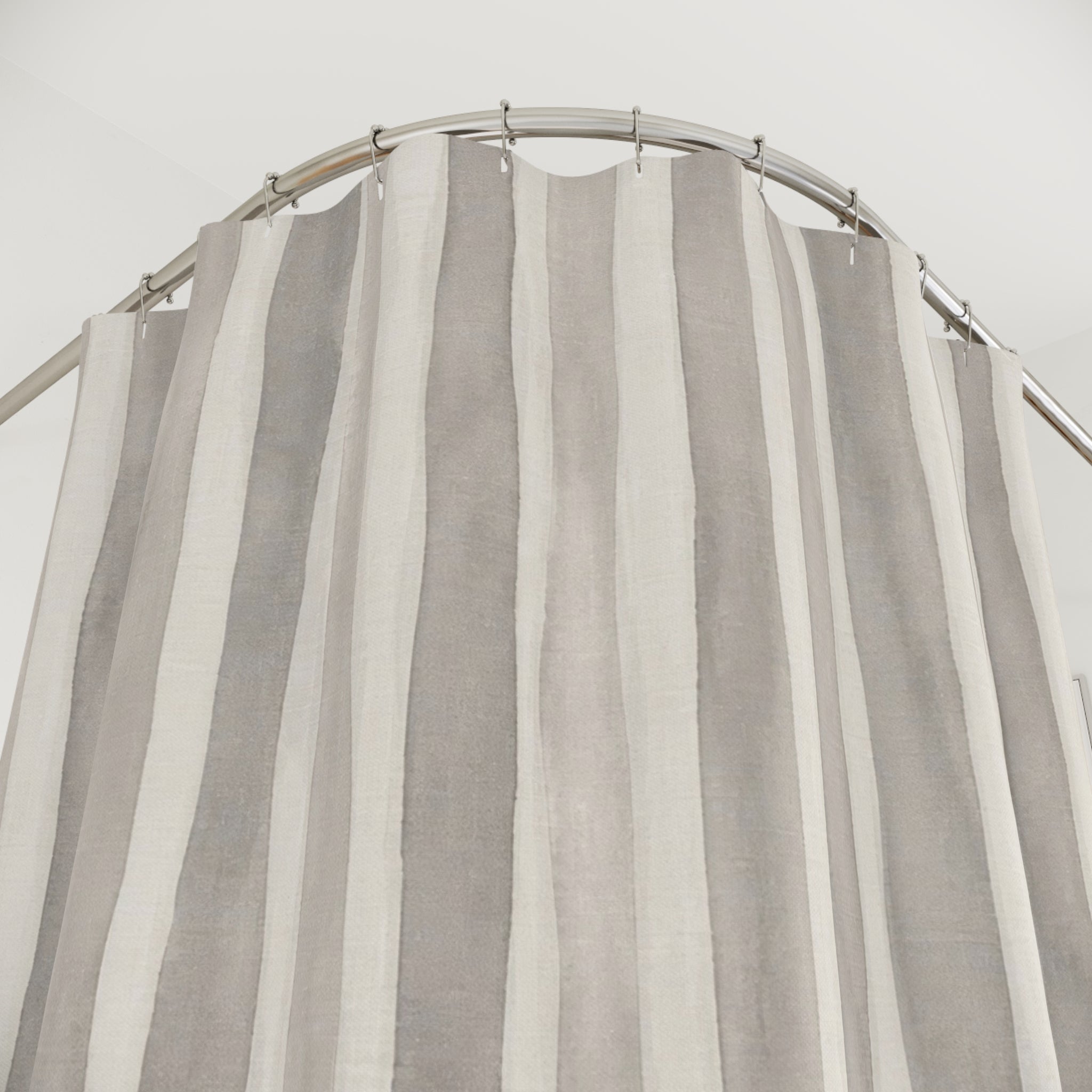 White Watercolor Vertical Stripe Shower Curtain
