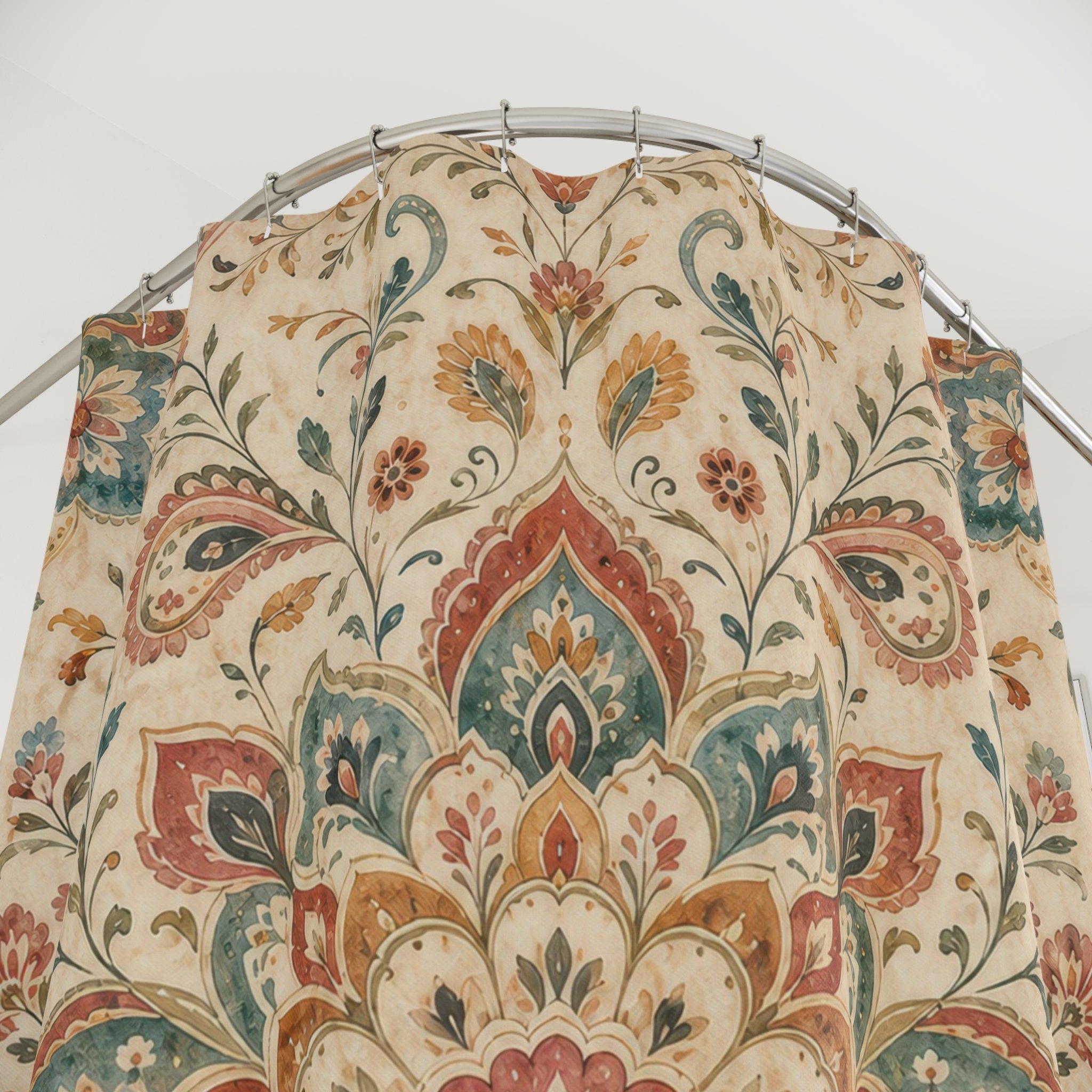 Boho Paisley Floral Shower Curtain