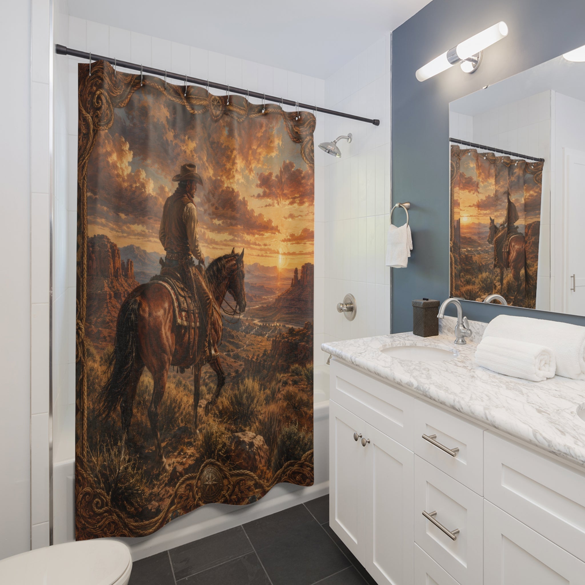 Cowboy Shower Curtain: Western Desert