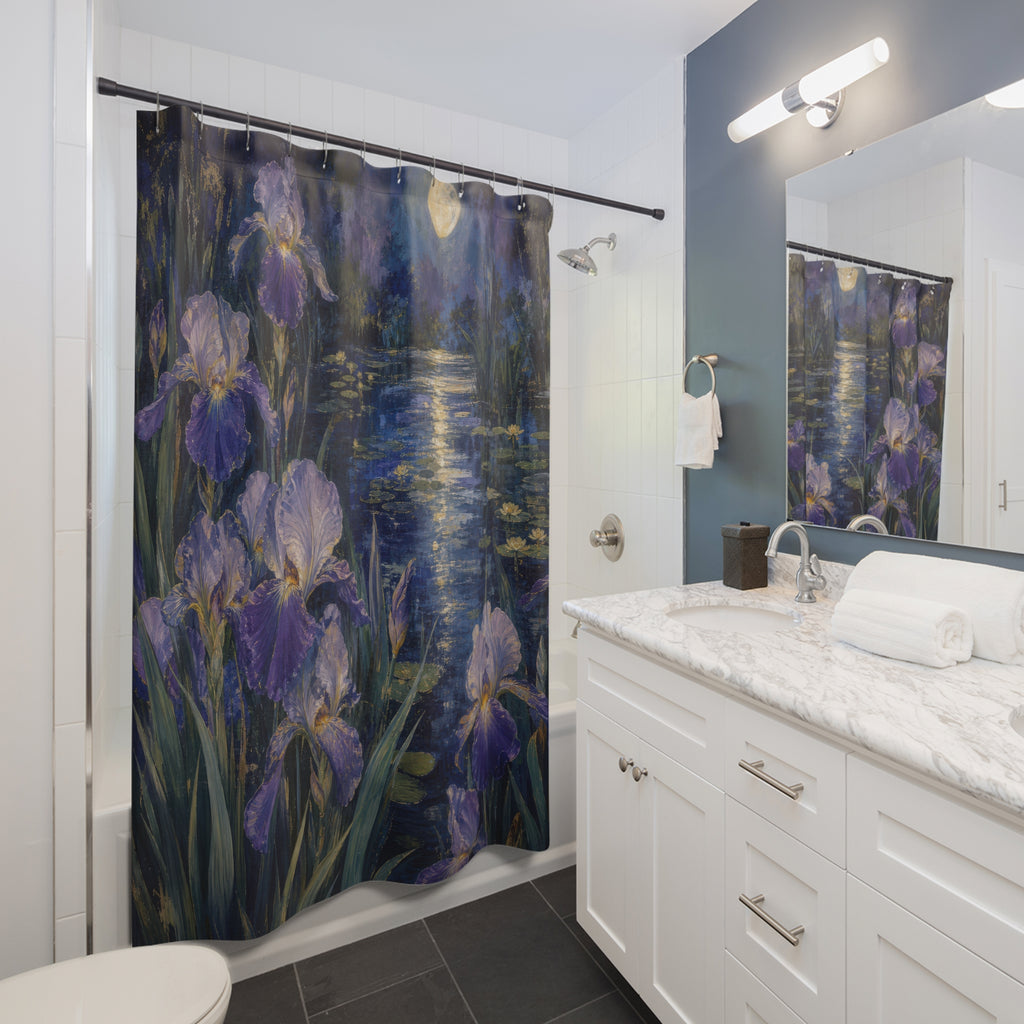 Nocturne Iris Pond Shower Curtain