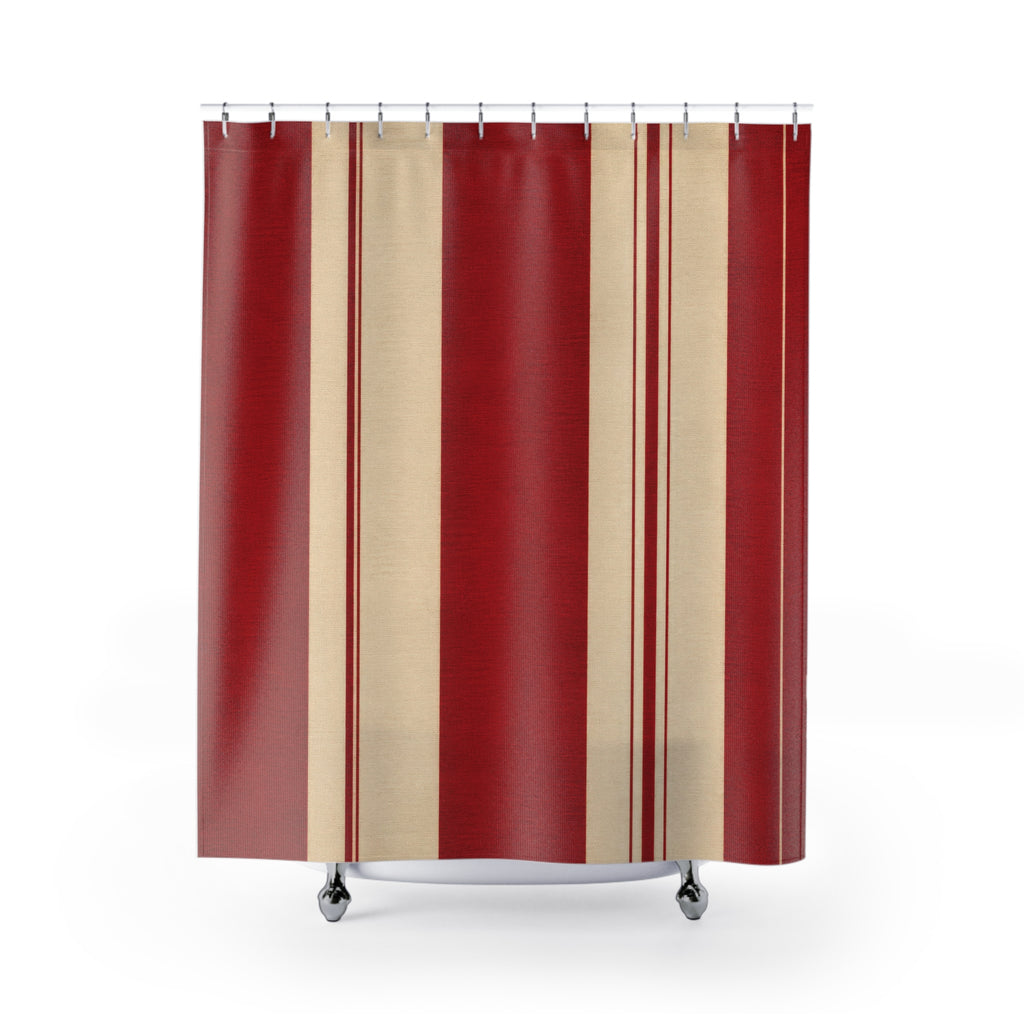 Red White Cabana Stripe Shower Curtain