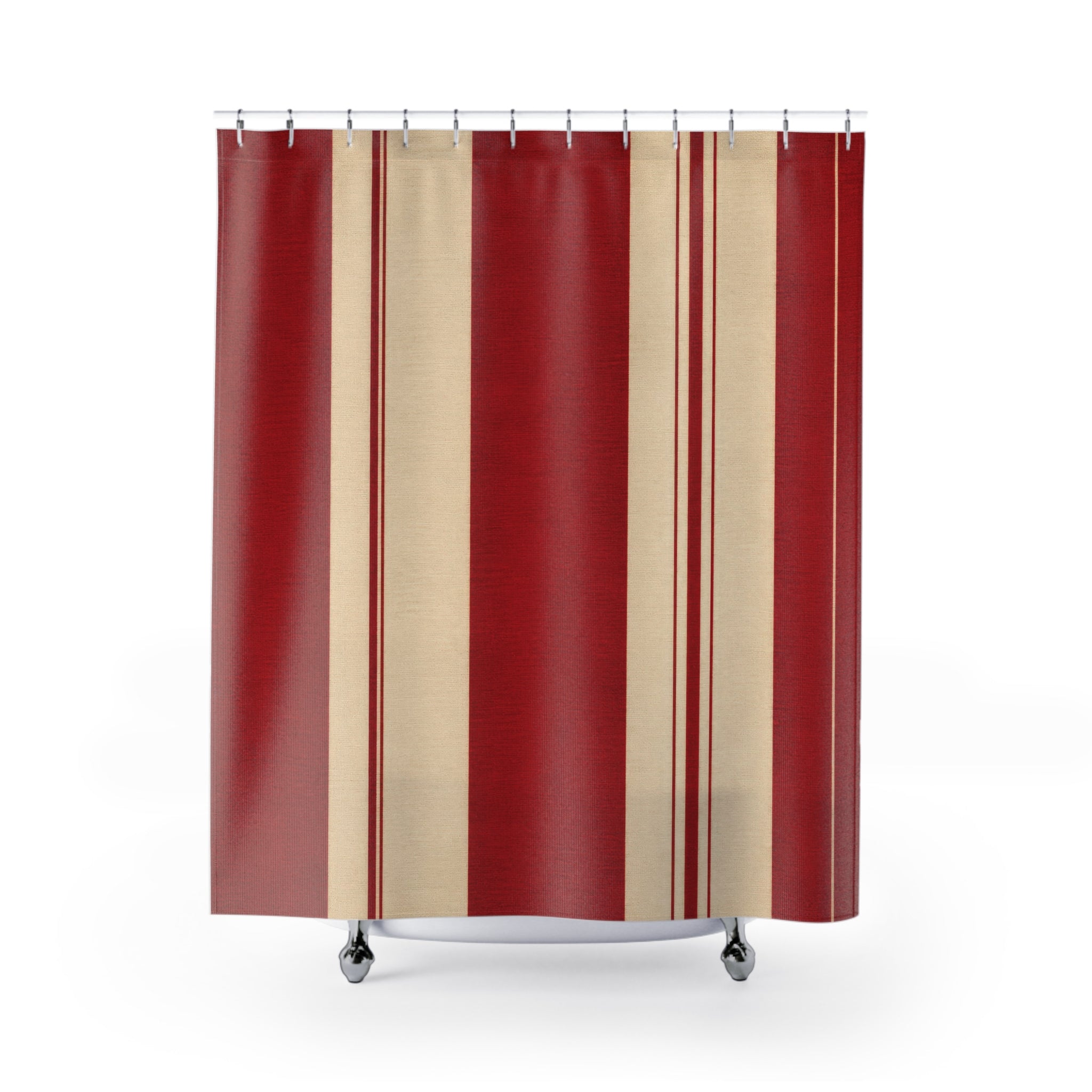 Red White Cabana Stripe Shower Curtain
