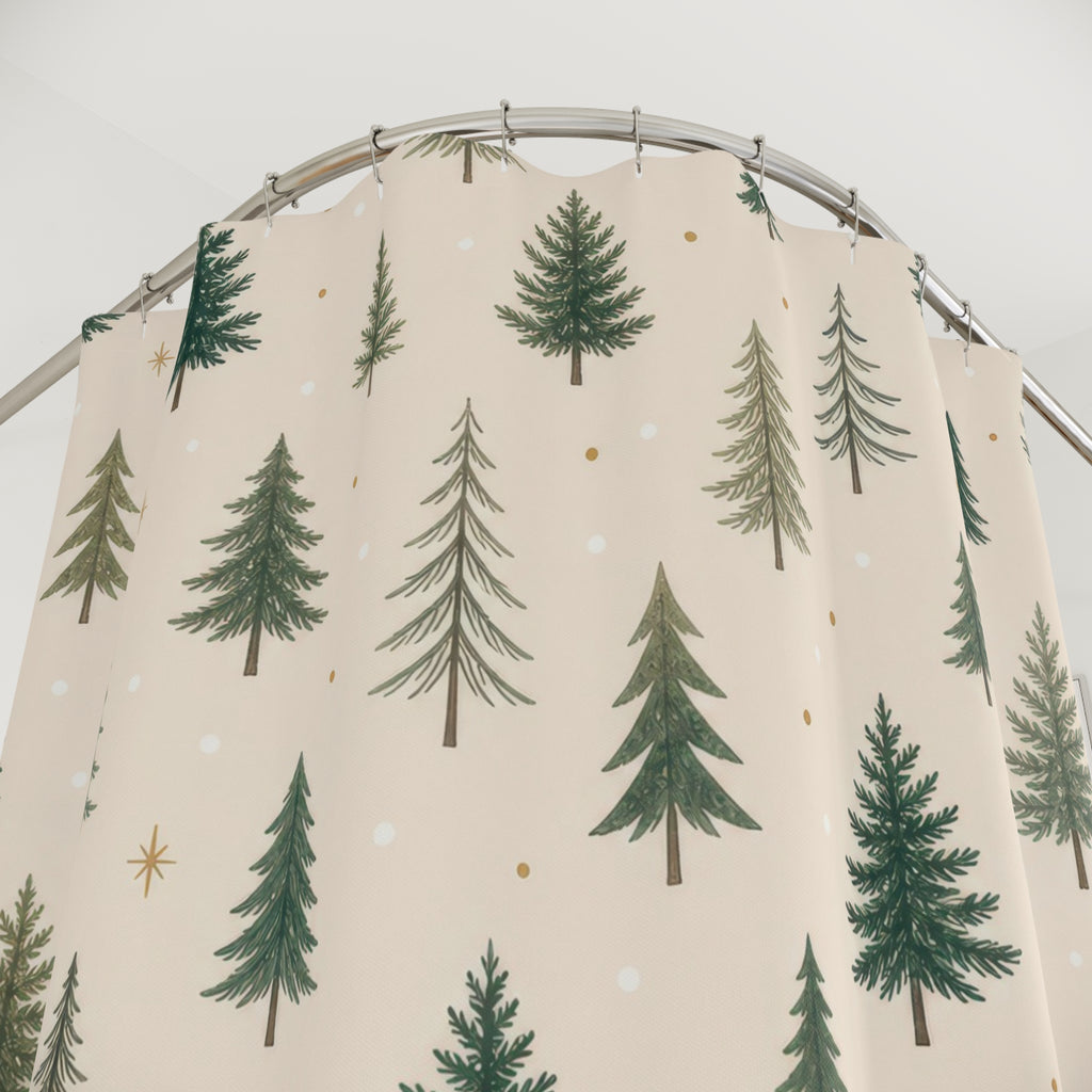 Evergreen Tree Christmas Shower Curtain: Evergreen Tree Shower