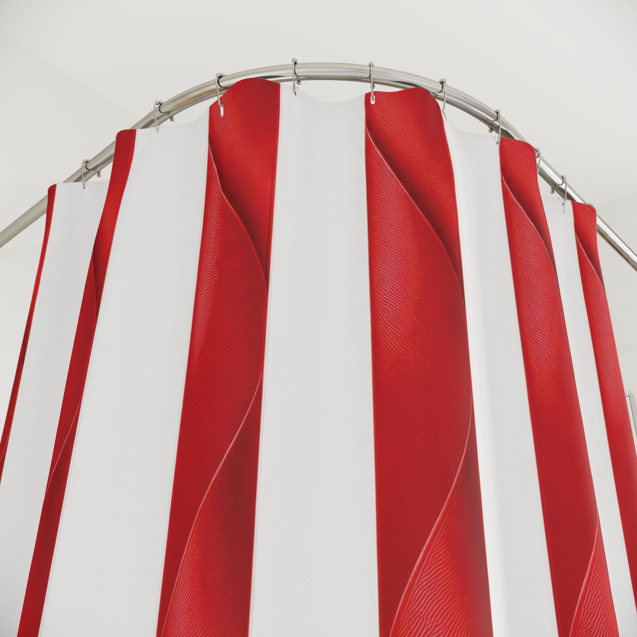 Red and White Striped Shower Curtain: Ribbon Stripe