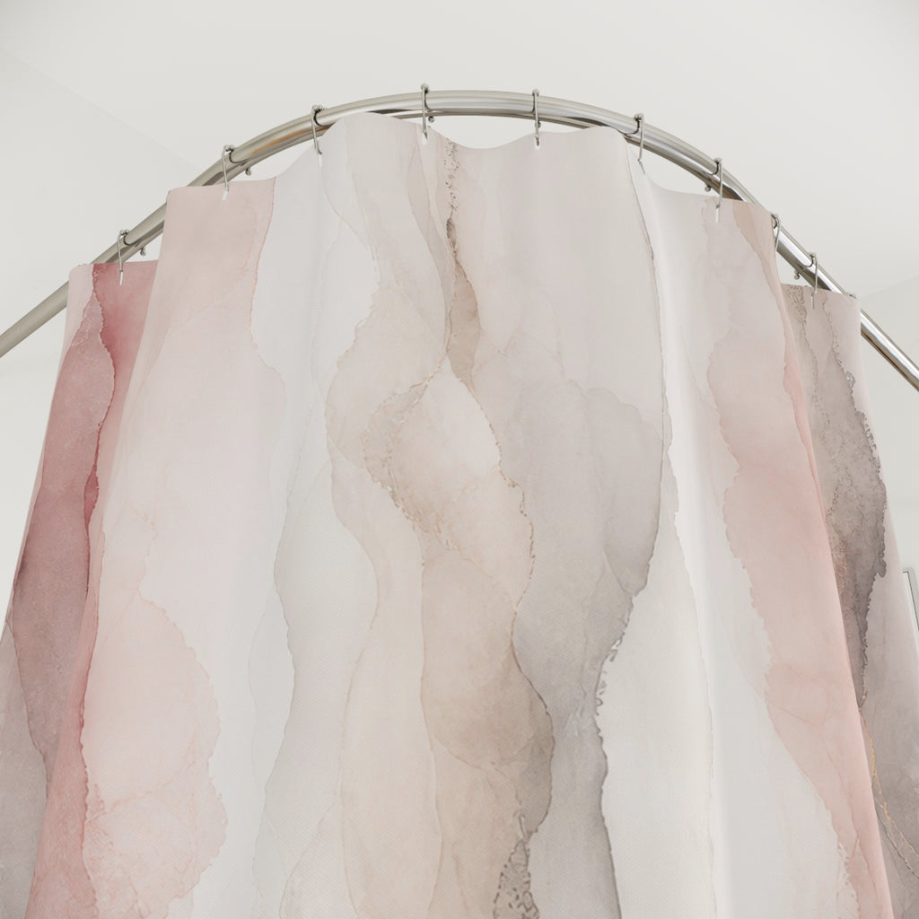 Blush Gray Abstract Marble Shower Curtain