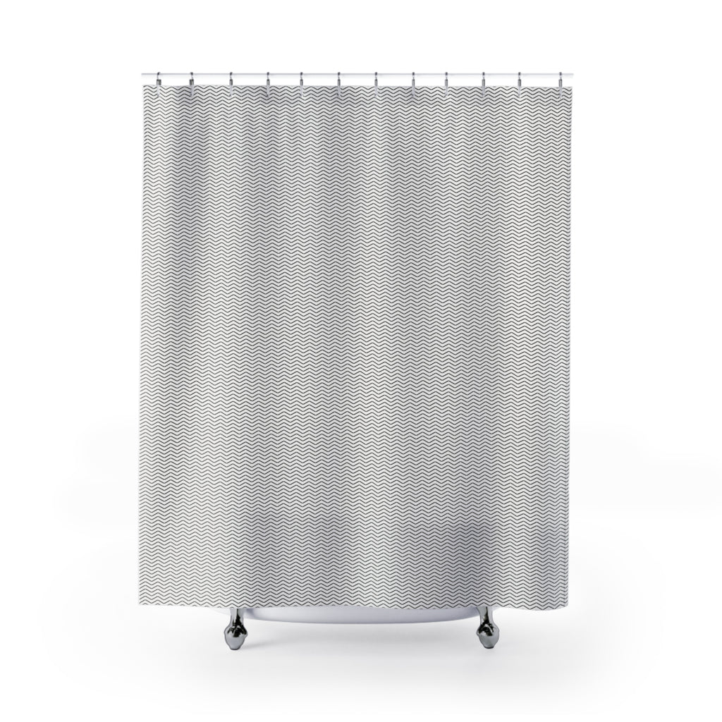 Grey and White Herringbone Shower Curtain