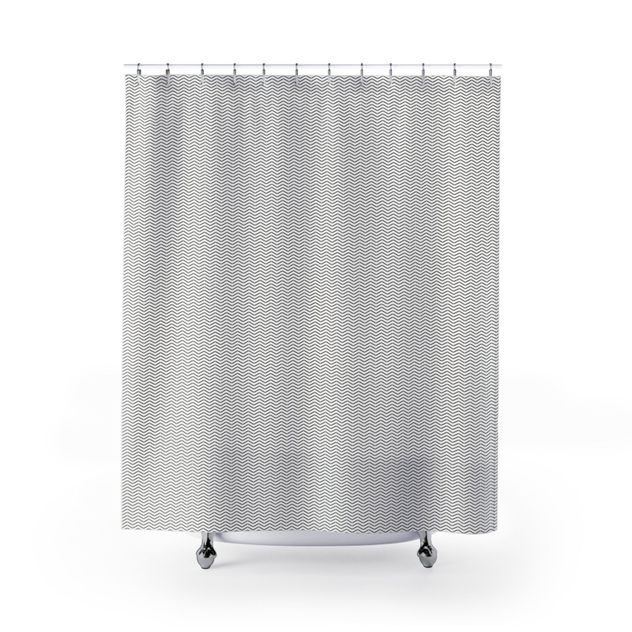 Grey and White Herringbone Shower Curtain