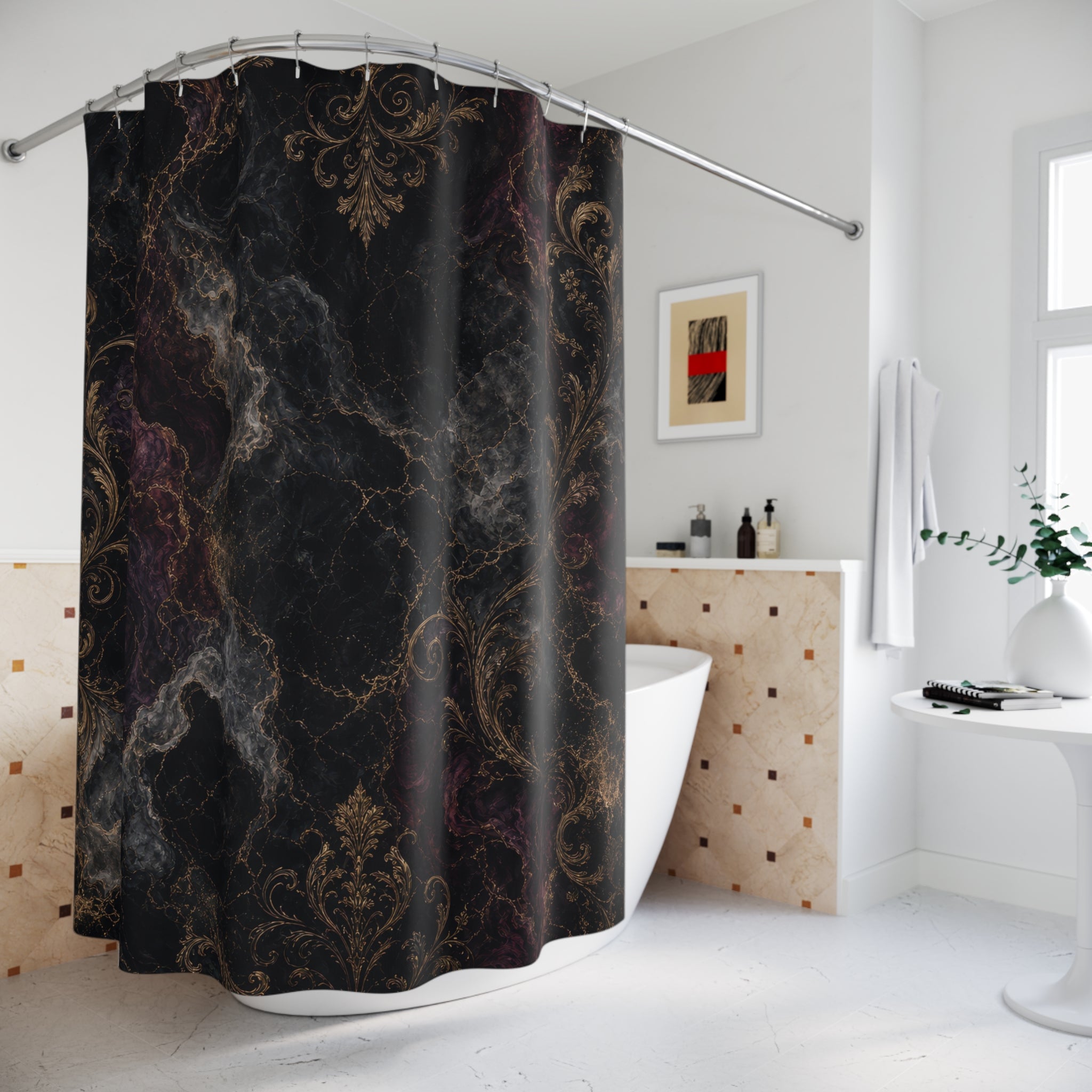 Marble Look Gothic Shower Curtain