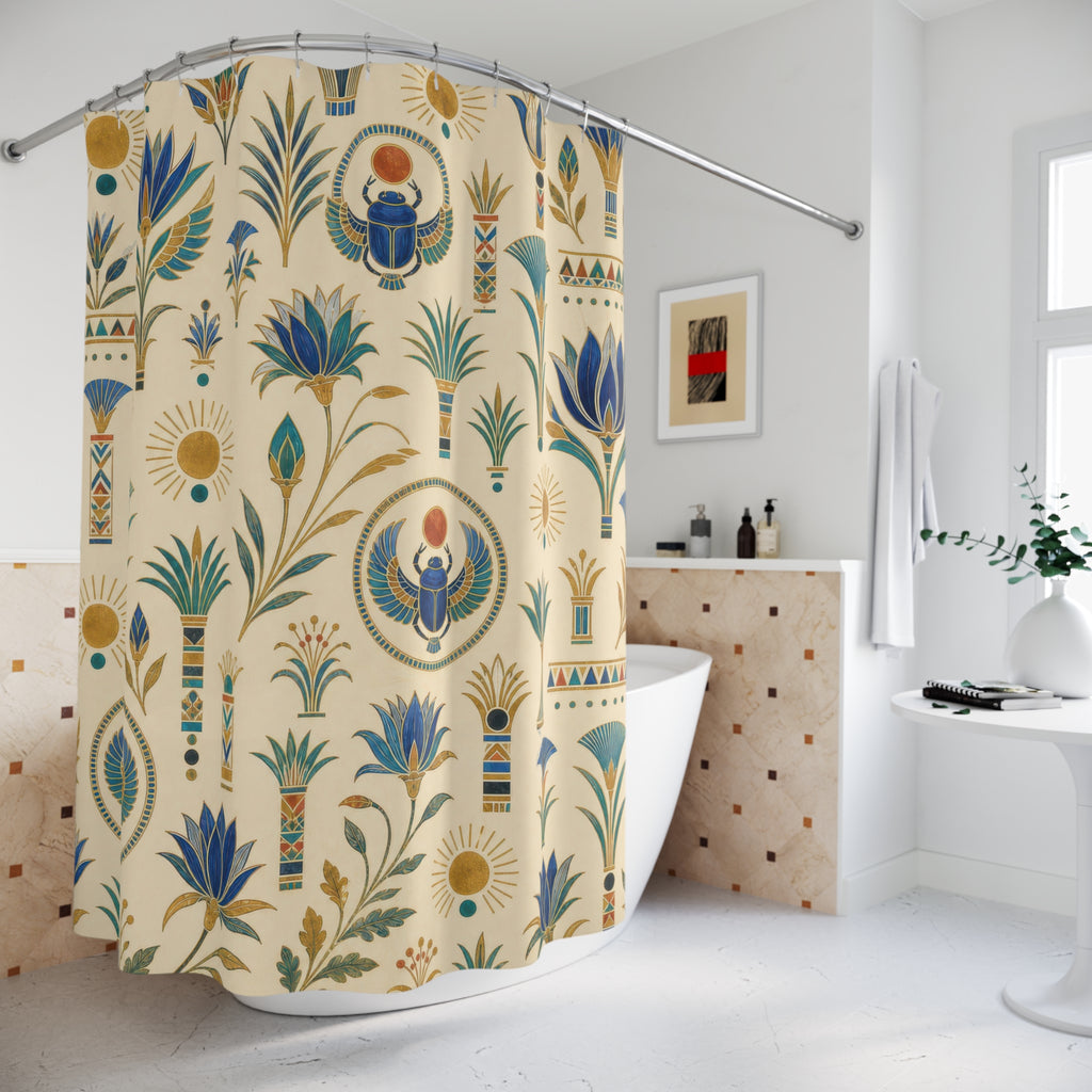 Egyptian Scarab Blue Shower Curtain