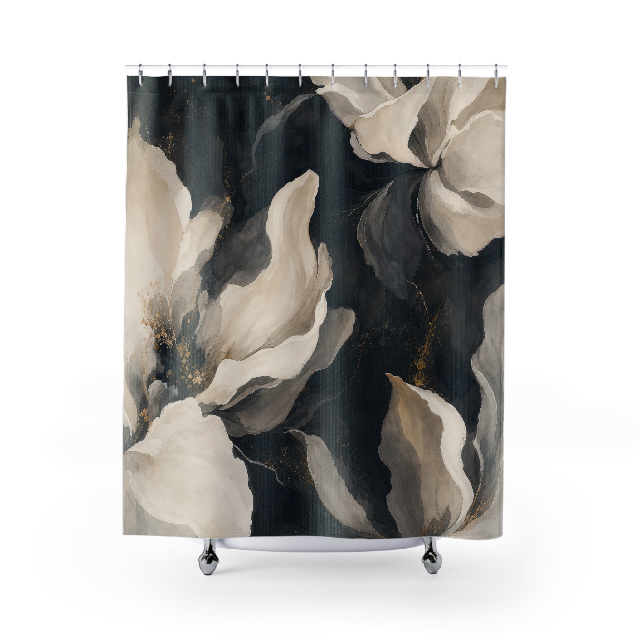 Cream Magnolia Watercolor Shower Curtain