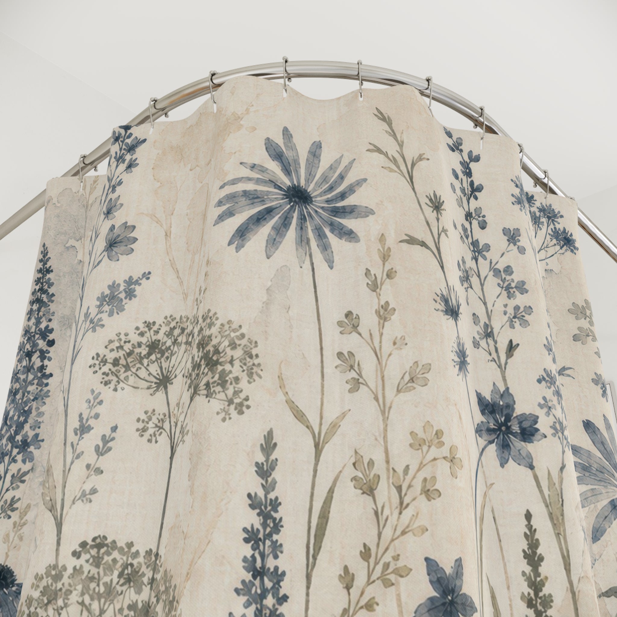 Dusky Blue Wildflower Shower Curtain