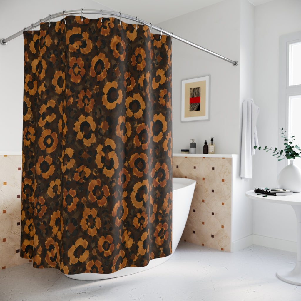 Midnight Gold Leopard Print Shower Curtain