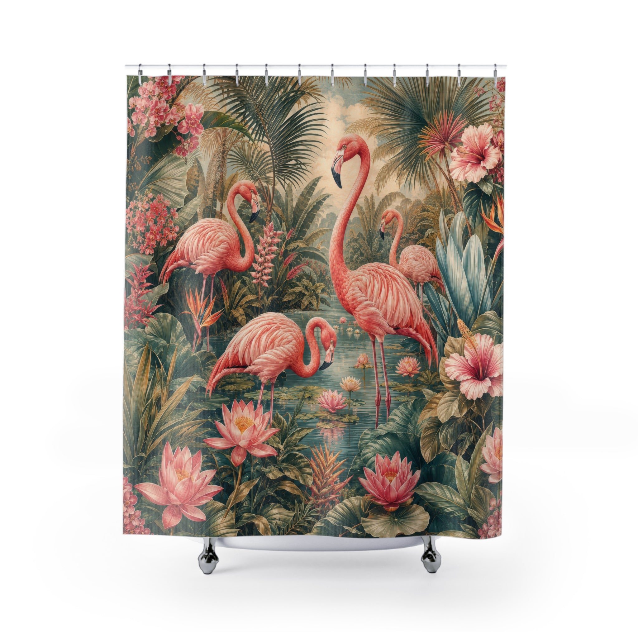 Flamingo Tropical Lagoon Shower Curtain