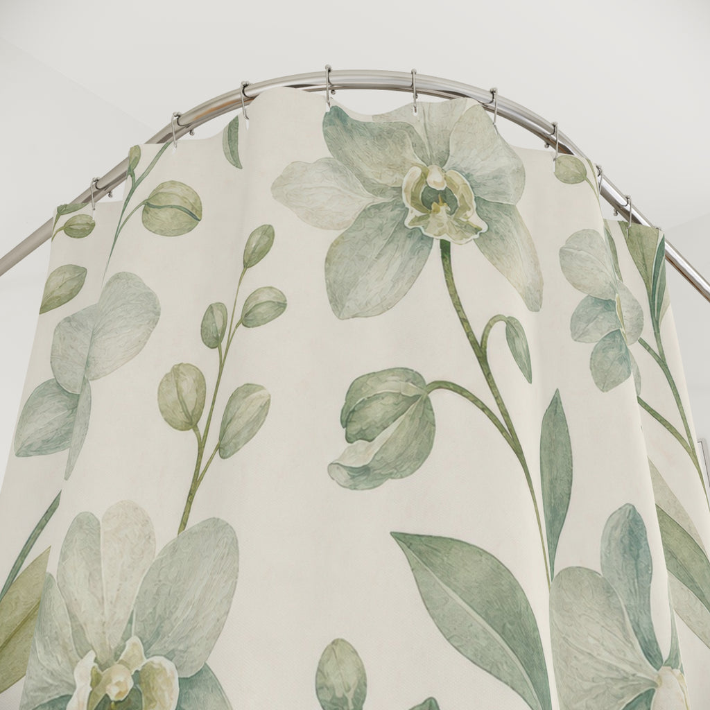 Eucalyptus Orchid Print Shower Curtain