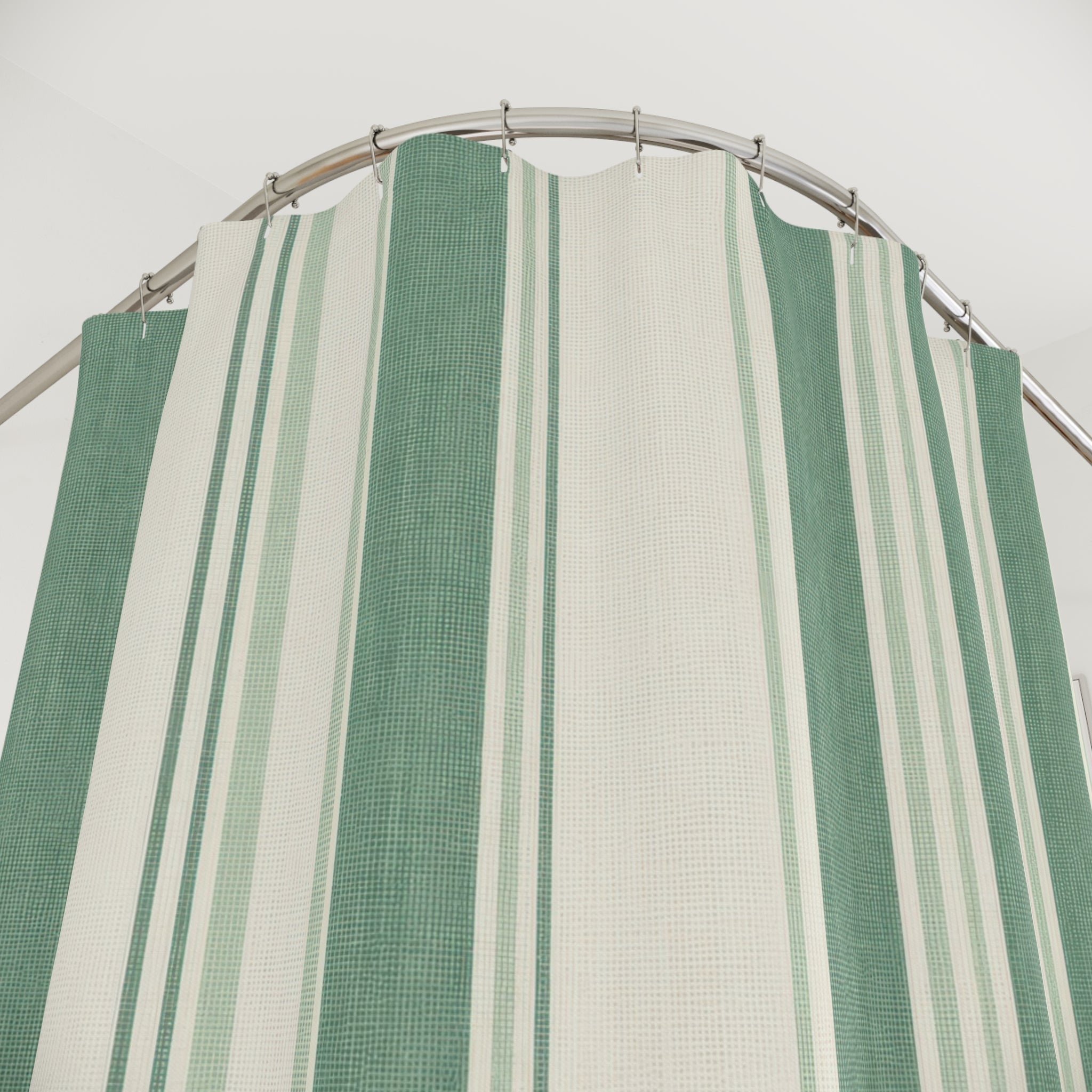 Jade Green Stripe Shower Curtain