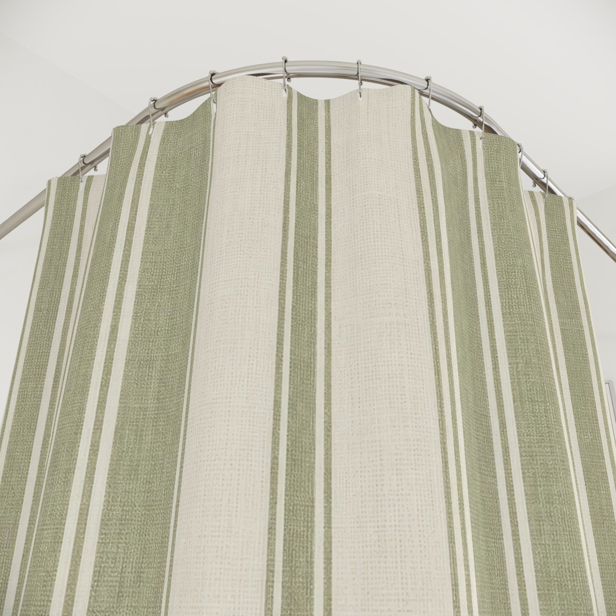 Sage Green Stripe Shower Curtain