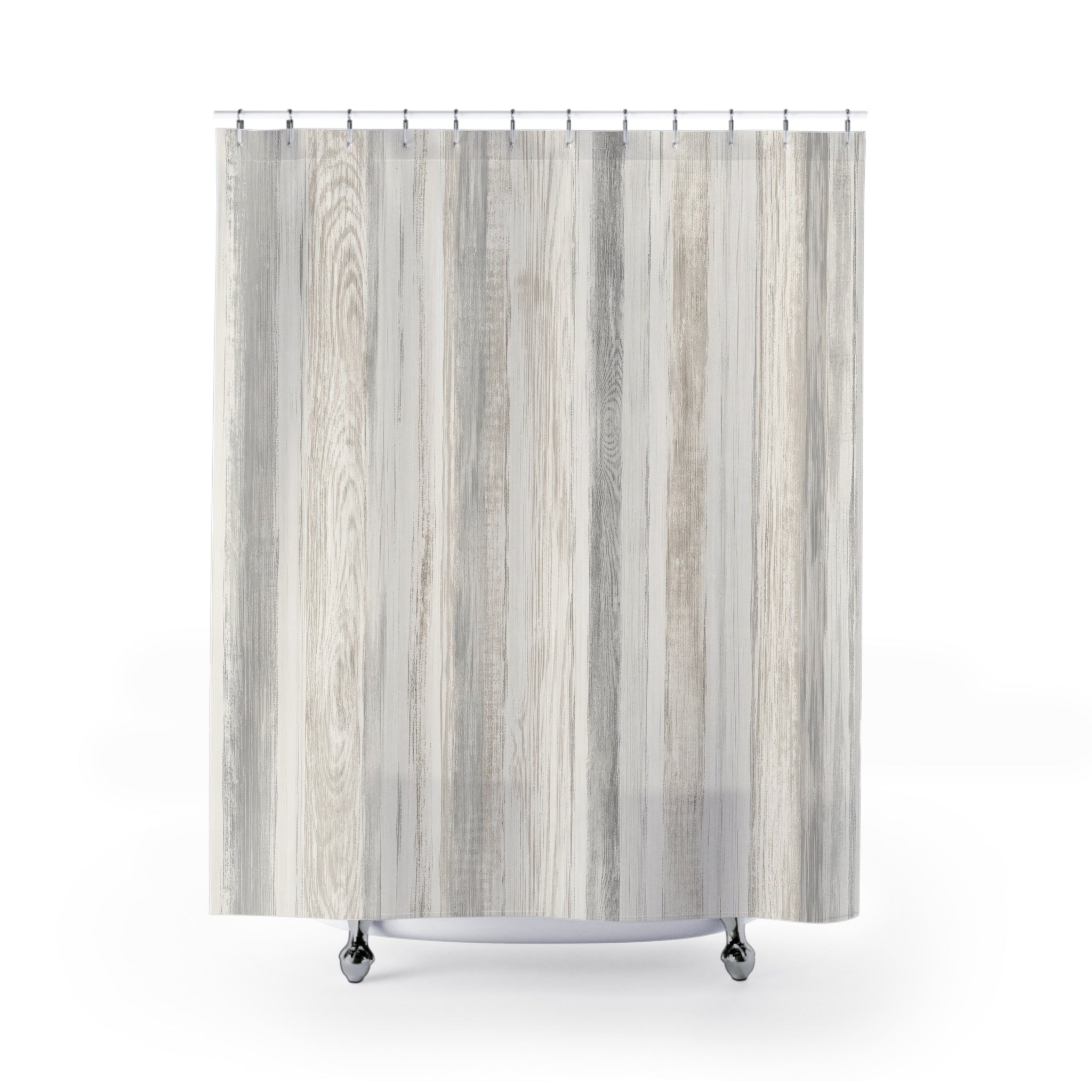Weathered White Gray Wood Look Shower Curtain