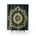 Dark Emerald Gold Medallion Shower Curtain