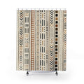 Boho Shower Curtain, Black Cream African Inspired Geometric Pattern, Modern Bathroom Decor, Tribal Style Guest Bath Neutral Art