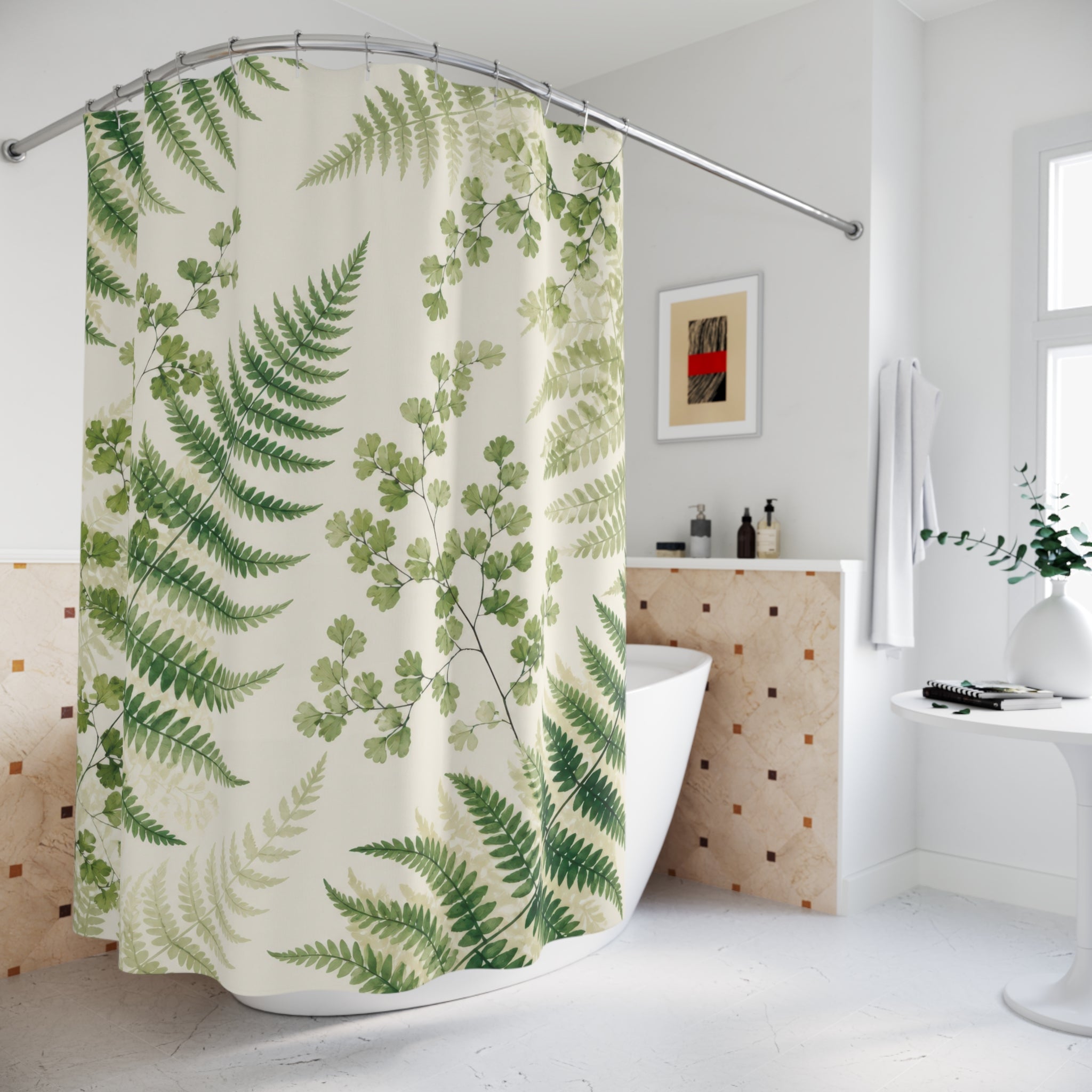 Green Fern Botanical Shower Curtain