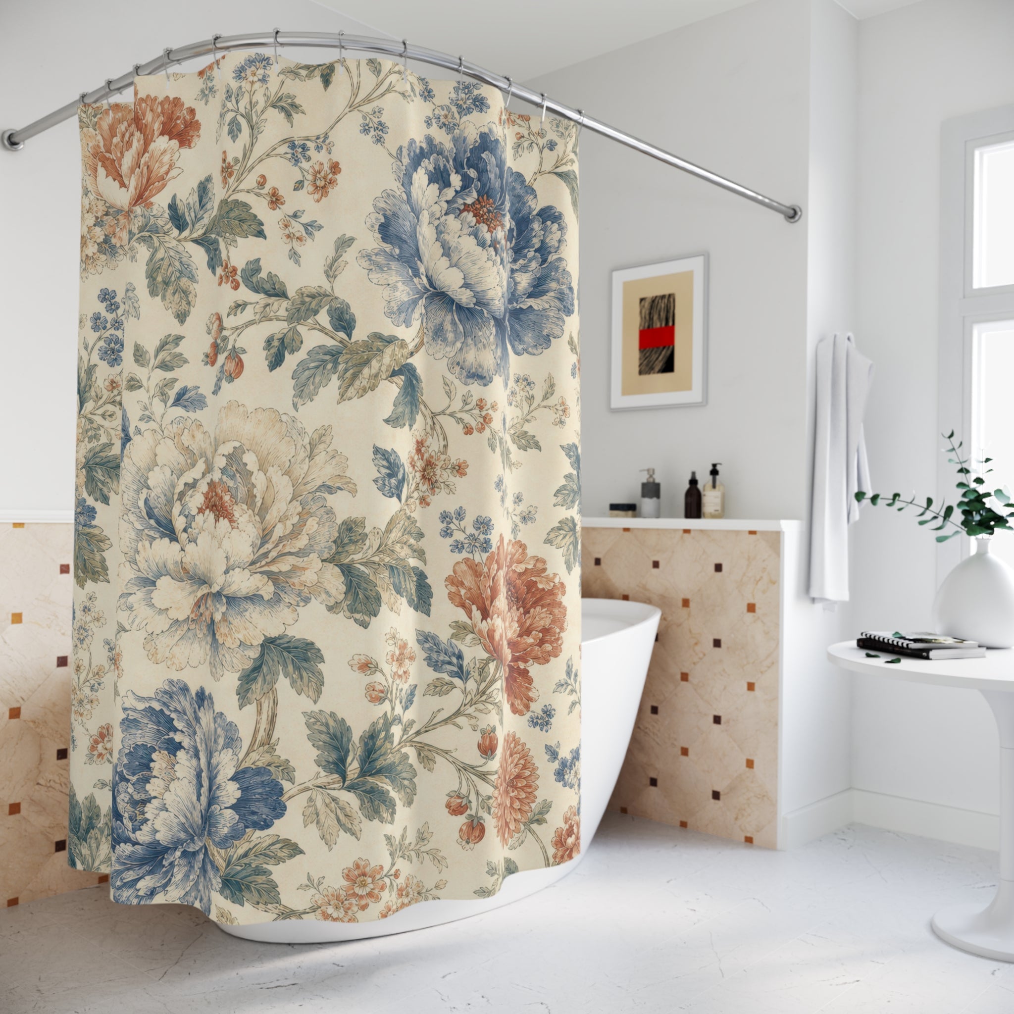 Vintage Peony Chrysanthemum Shower Curtain