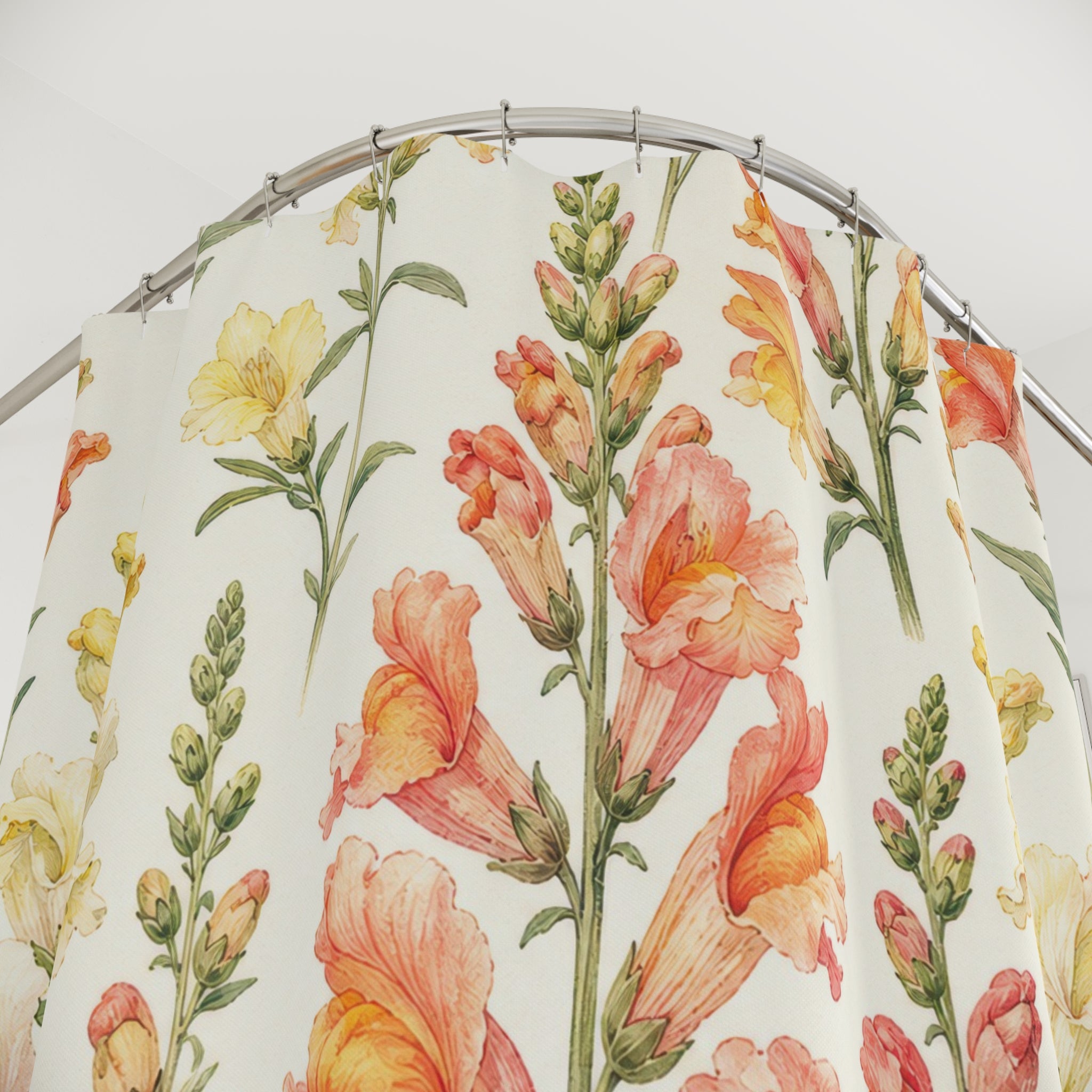 Sunny Orange Yellow Botanical Floral Shower Curtain