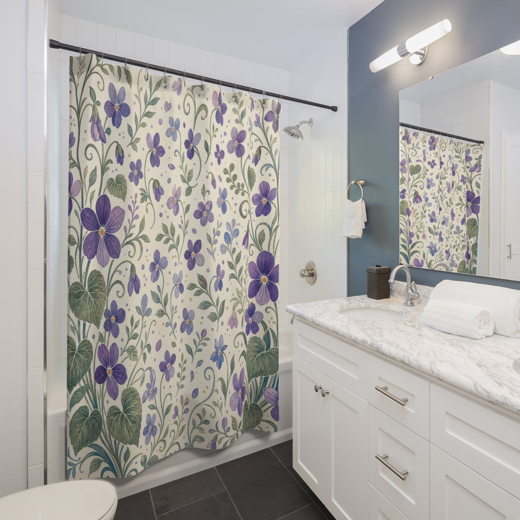 Purple Violet Flower Botanical Shower Curtain
