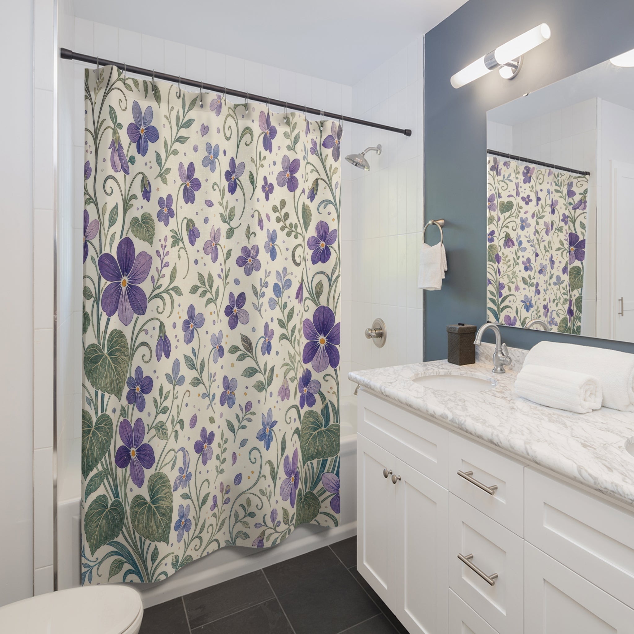 Purple Violet Flower Botanical Shower Curtain