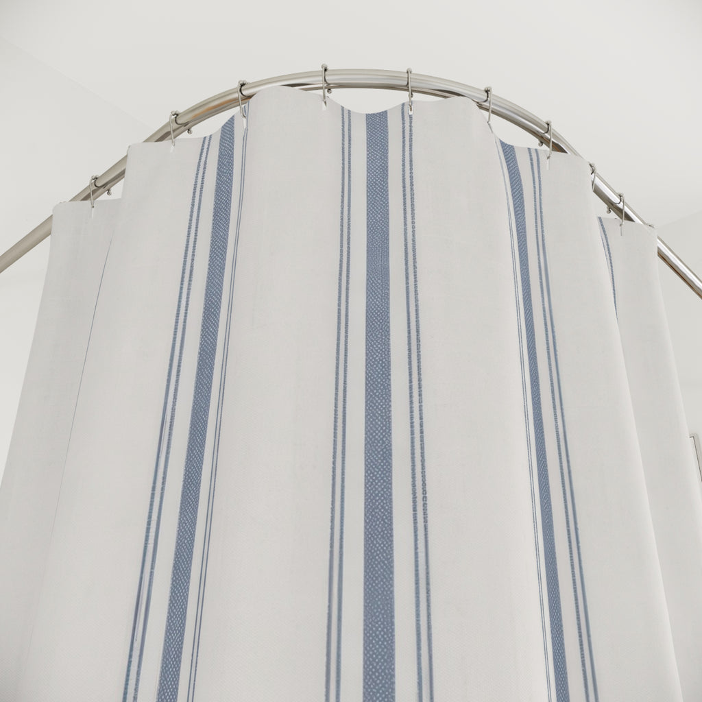 Blue Ticking Stripe Shower Curtain – French Blue