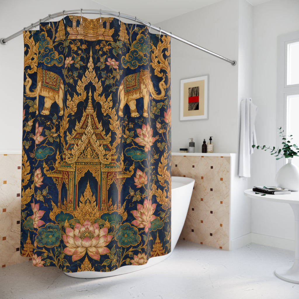 Thai Elephant Shower Curtain: Lotus Temple