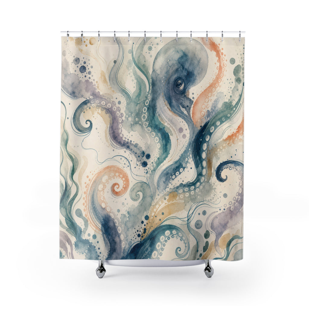 Octopus Ocean Nautical Shower Curtain