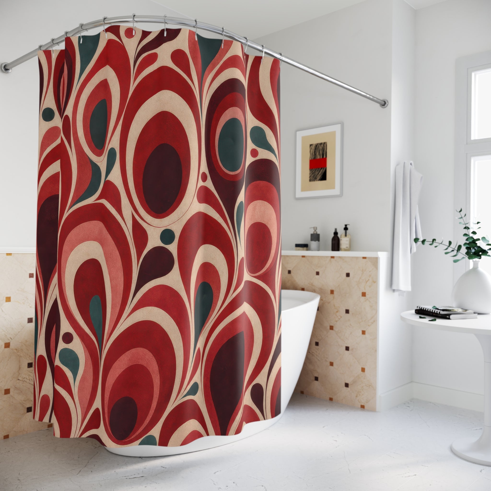 Red Paisley Shower Curtain