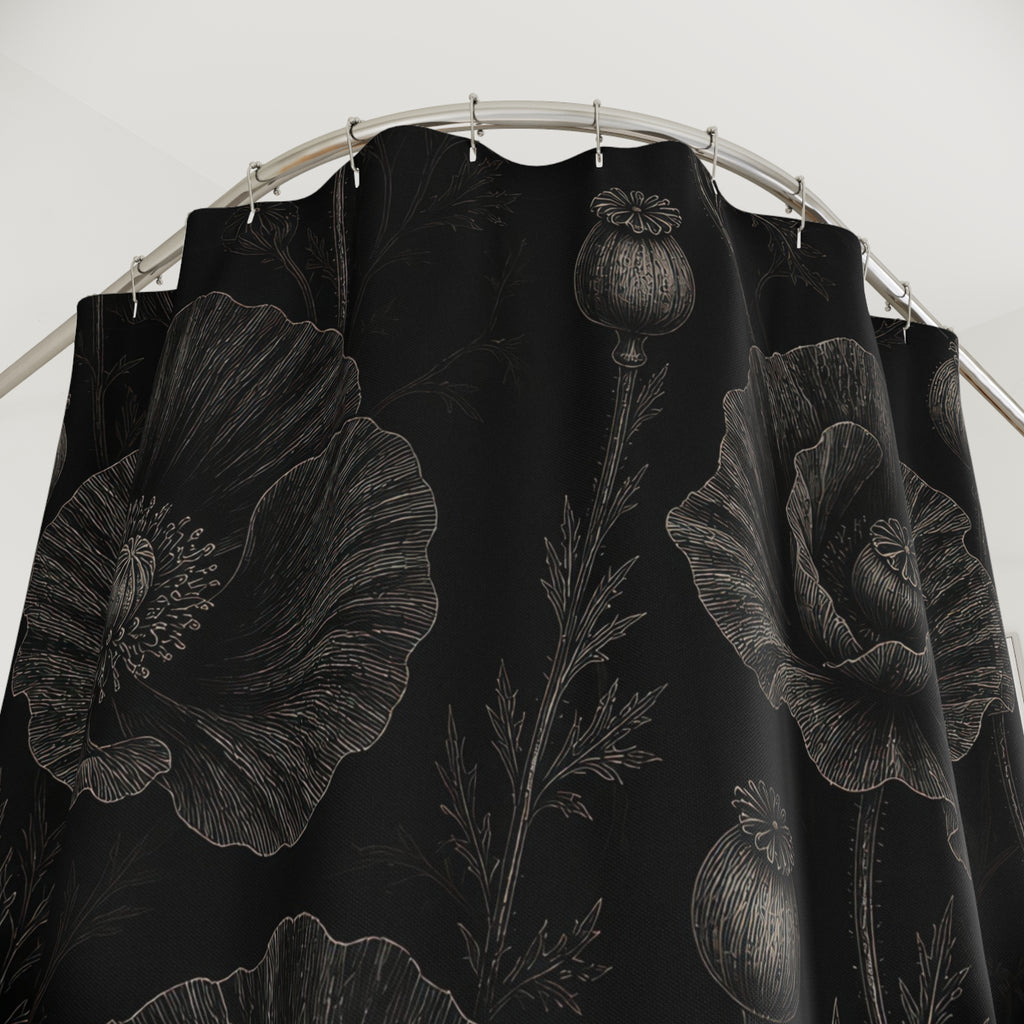 Gothic Poppy Flower Shower Curtain