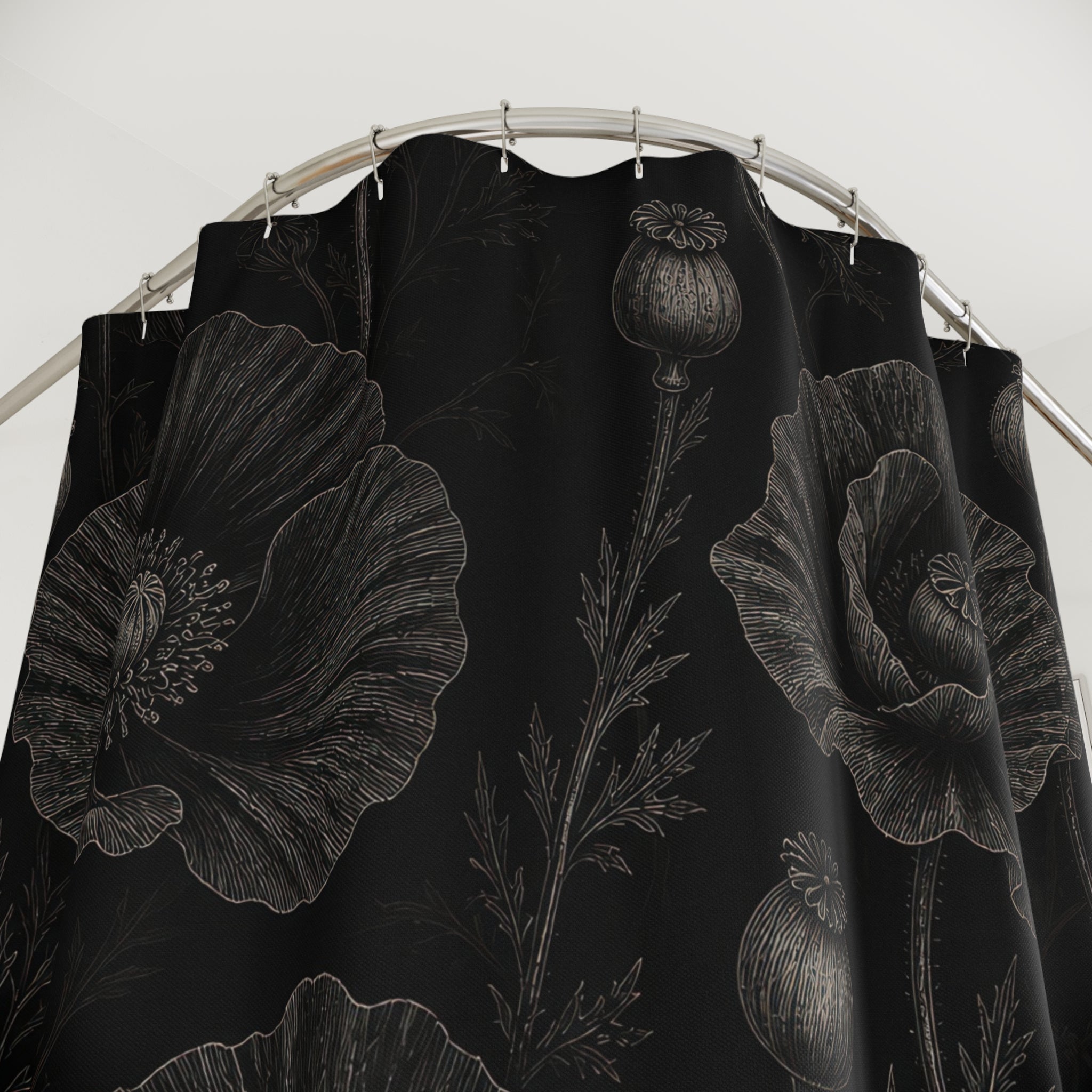 Gothic Poppy Flower Shower Curtain